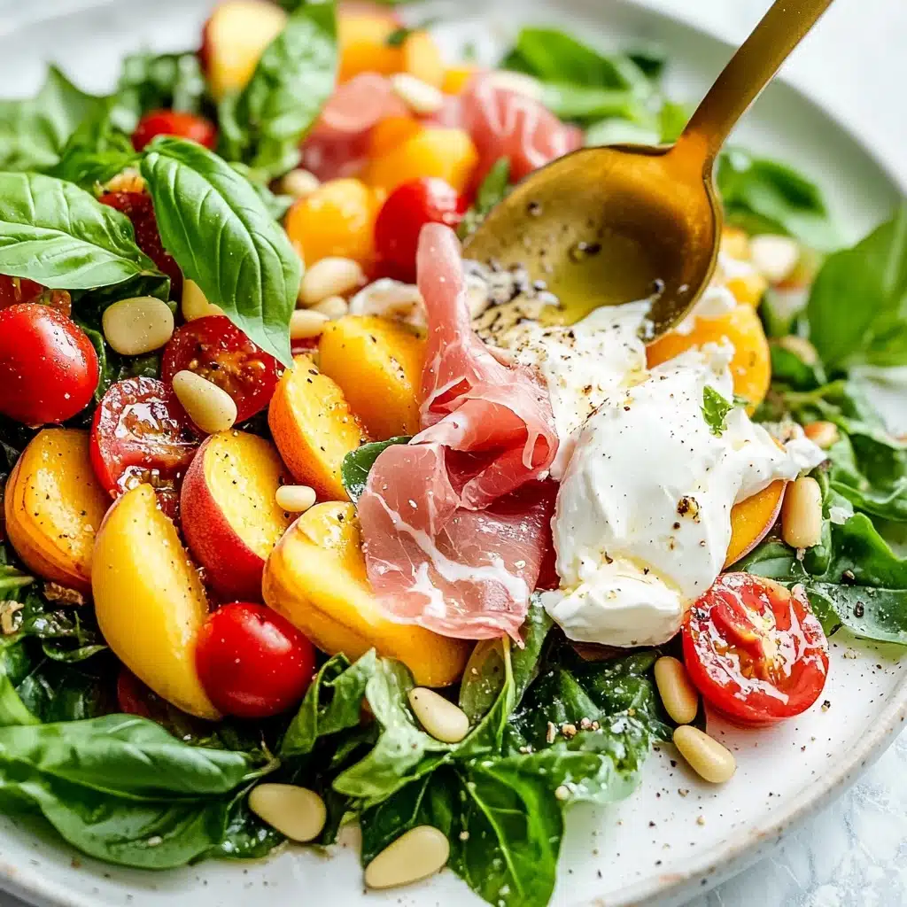 Fresh Peach & Burrata Salad Recipe (with Prosciutto) Recipe - Recipe Image
