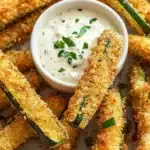 Crispy Zucchini Fries with Basil Dipping Sauce Recipe