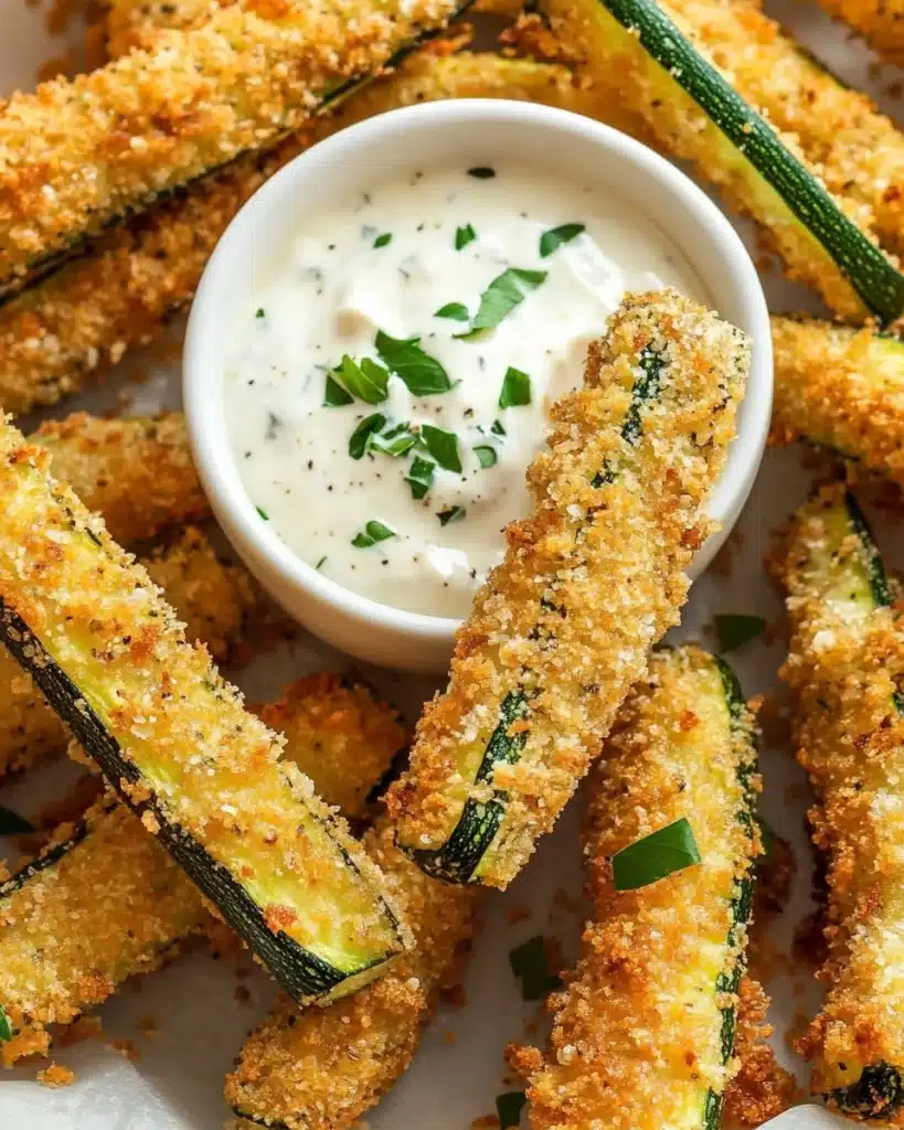 Crispy Zucchini Fries with Basil Dipping Sauce Recipe