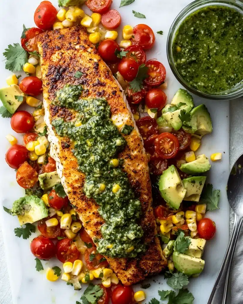 Blackened Summer Salmon with Chimichurri Recipe