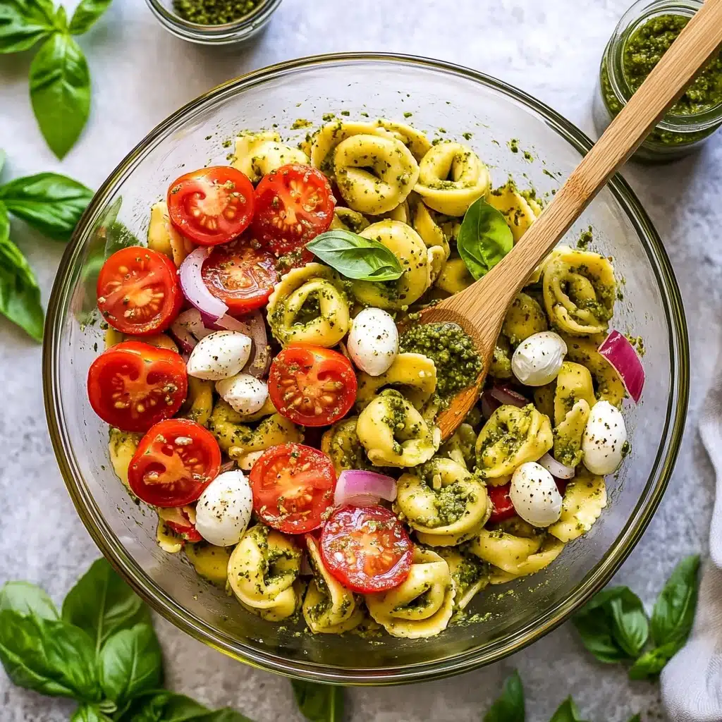 Easy Pesto Tortellini Pasta Salad Recipe - Recipe Image