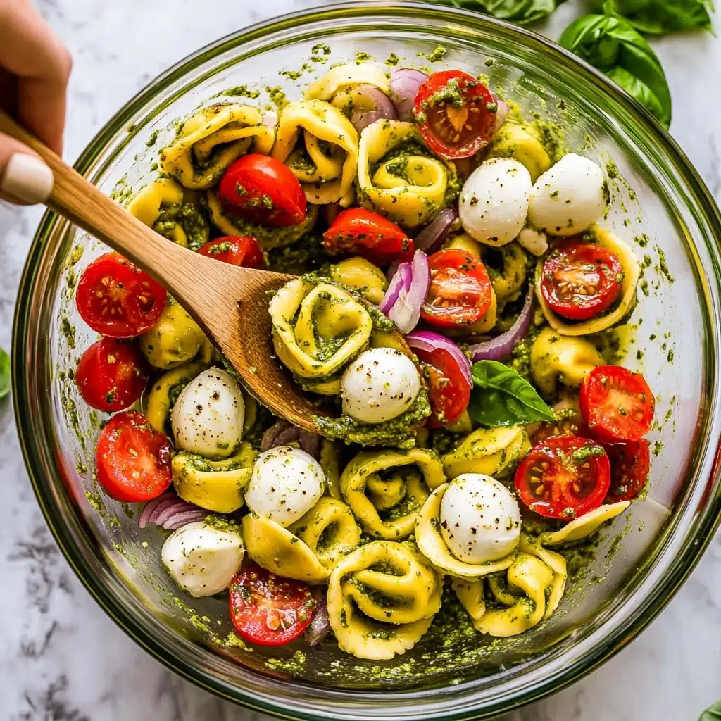 Easy Pesto Tortellini Pasta Salad Recipe - Recipe Image