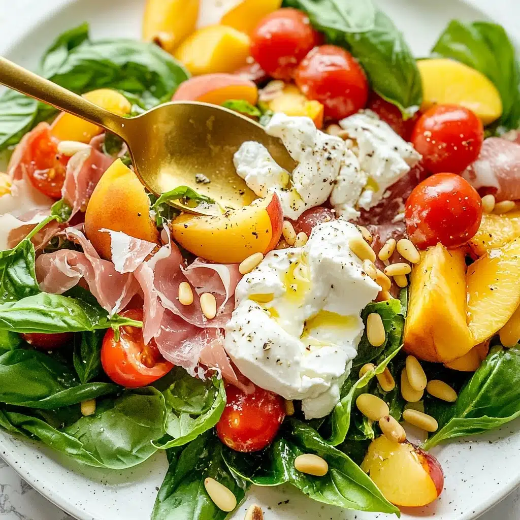 Fresh Peach & Burrata Salad Recipe (with Prosciutto) Recipe - Recipe Image