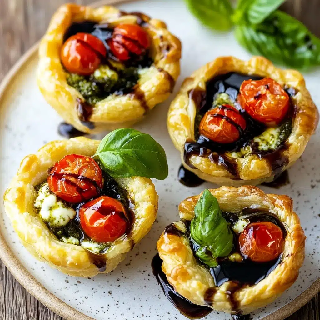 20 Minute Cheesy Caprese Pesto Tarts Recipe - Recipe Image