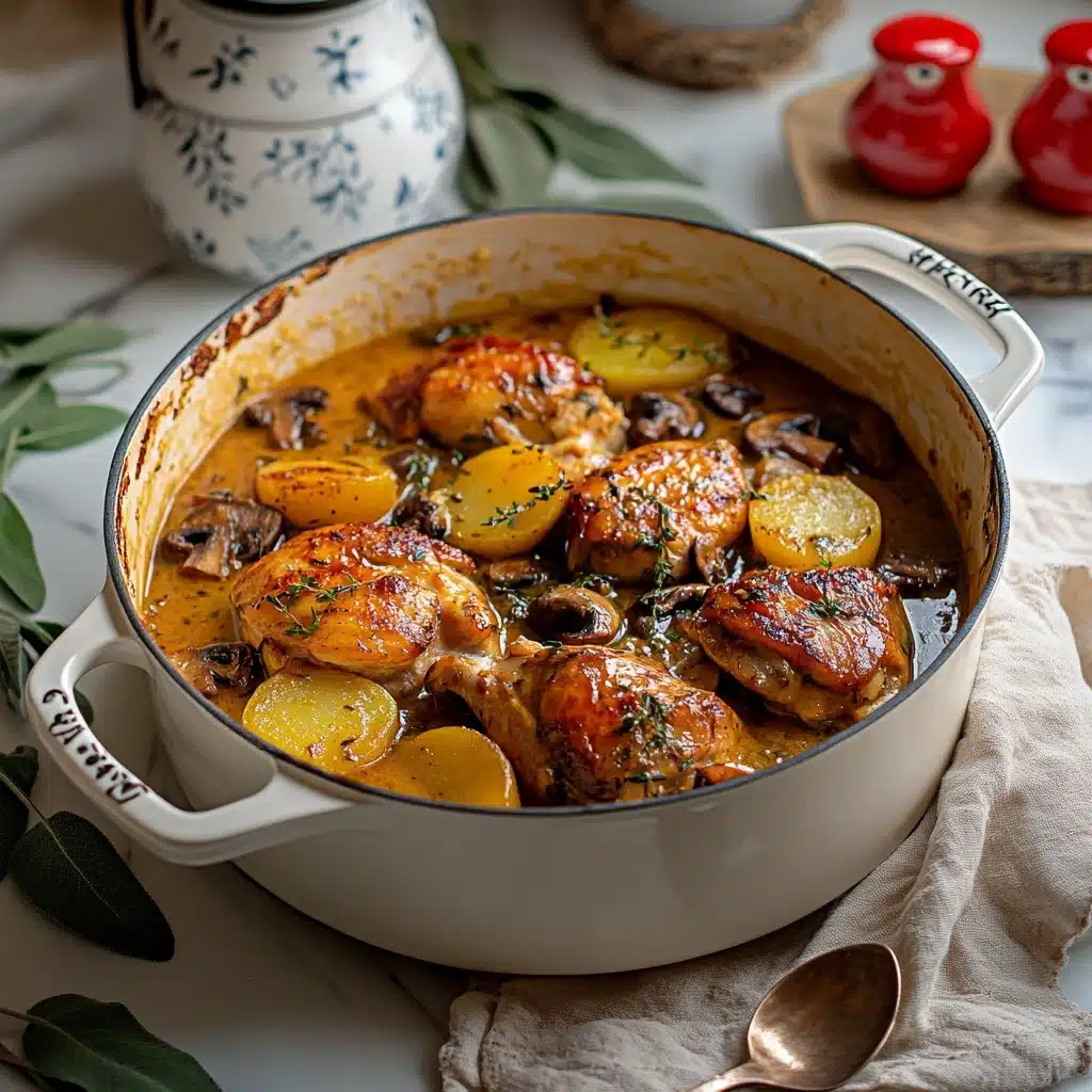 Herb Roasted Chicken in Creamy White Wine Sauce Recipe - Recipe Image