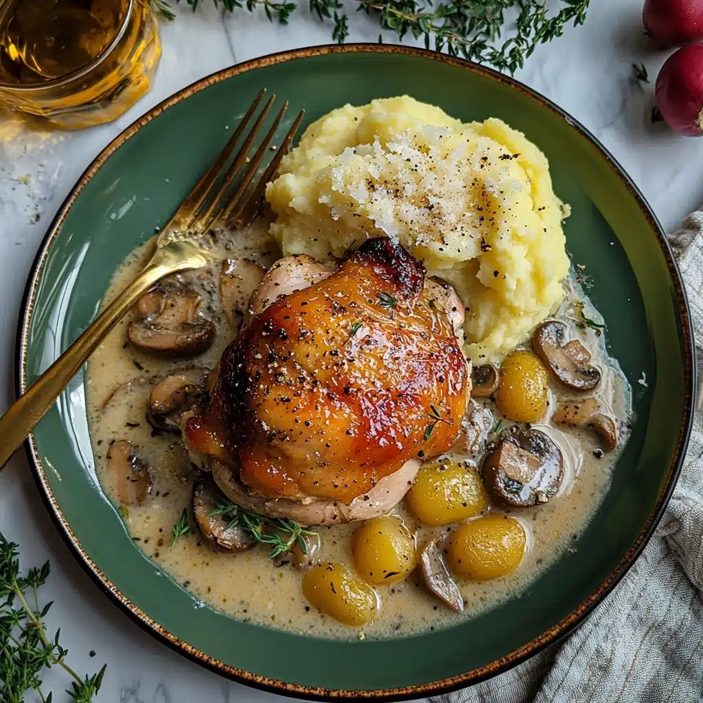 Herb Roasted Chicken in Creamy White Wine Sauce Recipe - Recipe Image