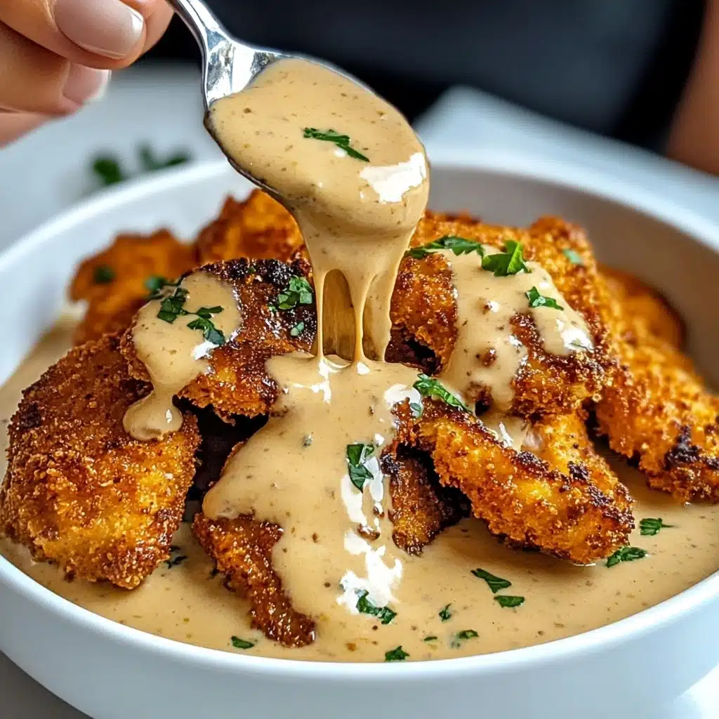 Parmesan Crusted Chicken with Creamy Garlic Sauce Recipe - Recipe Image