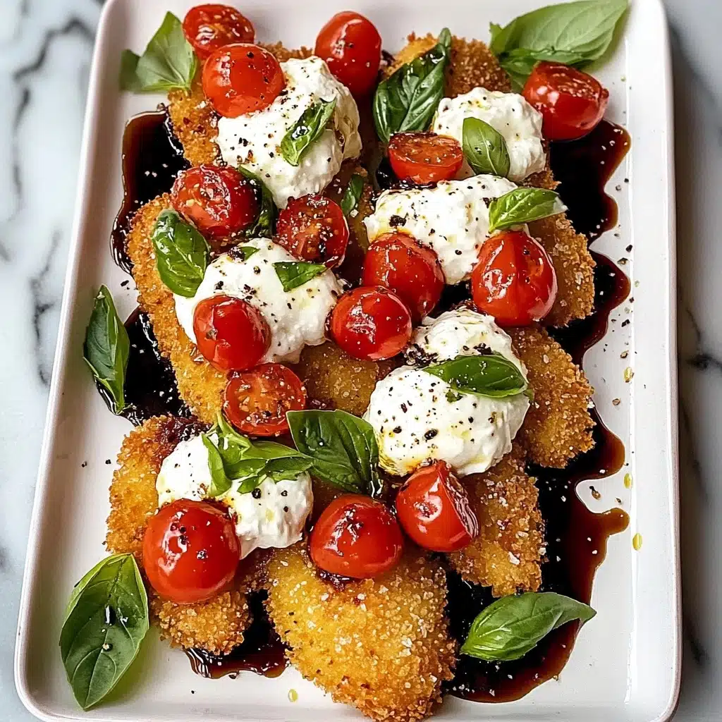 Italian Basil Chicken Cutlets with Tomato and Burrata Topping Recipe - Recipe Image