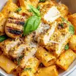 Burst Cherry Tomato Basil Chicken Rigatoni Recipe