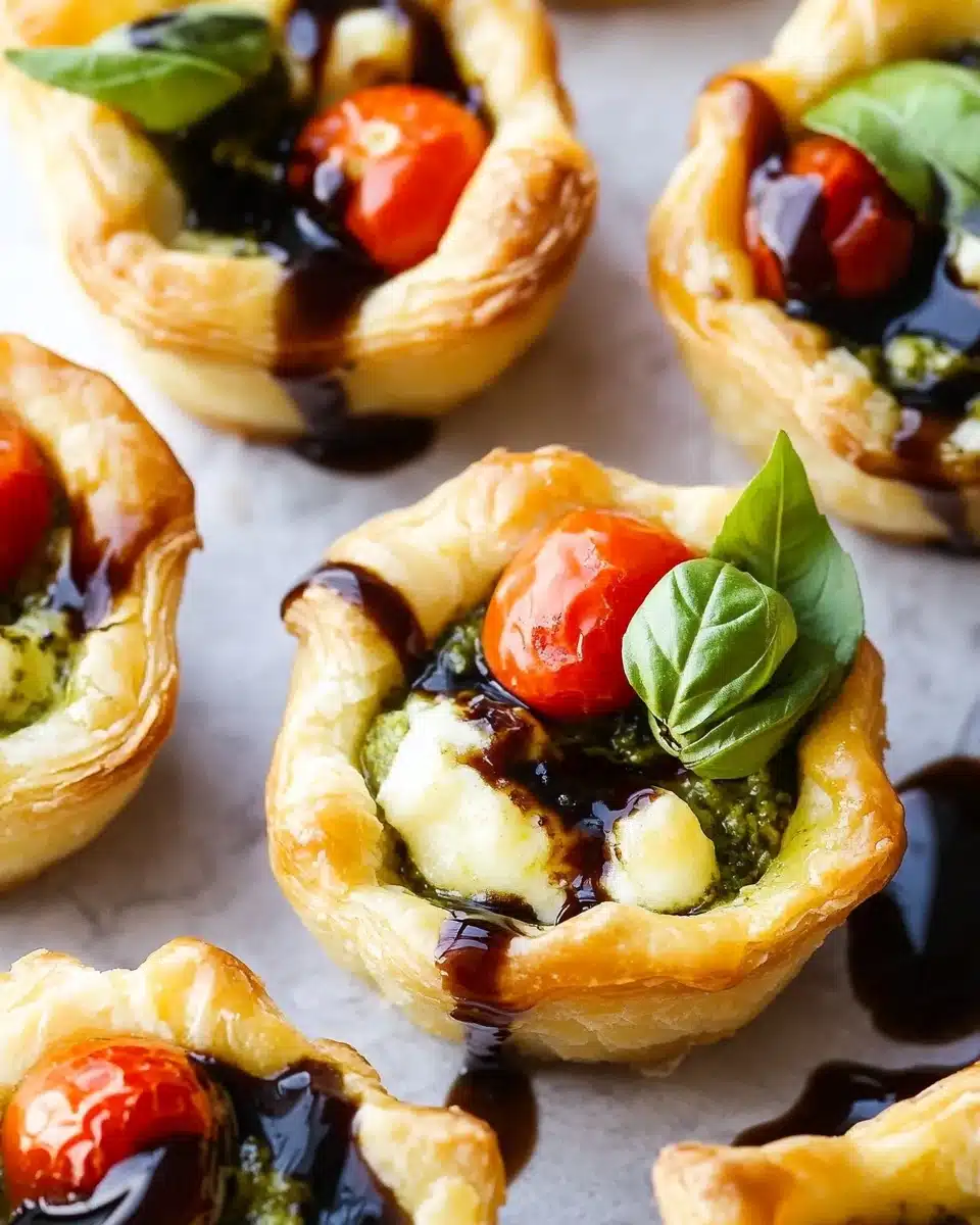 20 Minute Cheesy Caprese Pesto Tarts Recipe