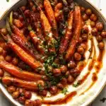 Spicy Maple Roast Carrots with Crispy Chickpeas and Yogurt Sauce Recipe