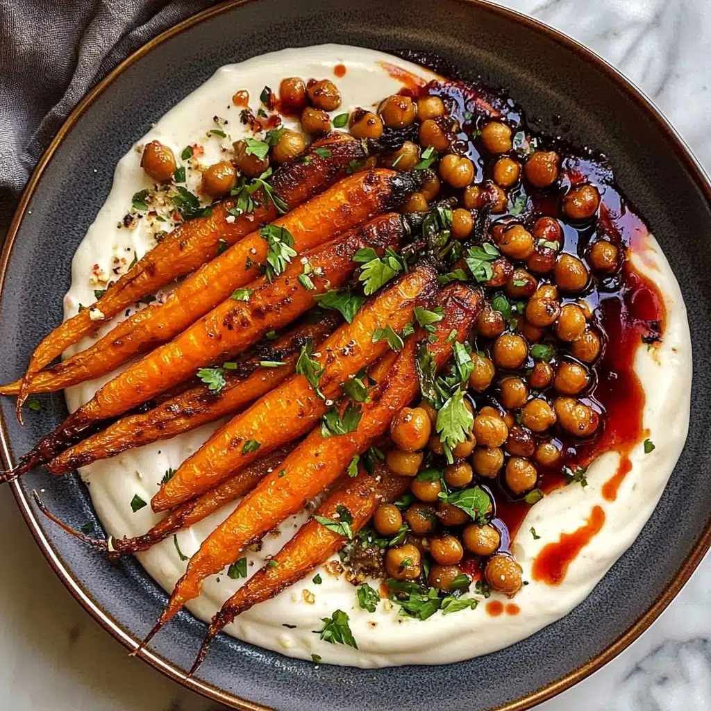 Spicy Maple Roast Carrots with Crispy Chickpeas and Yogurt Sauce Recipe - Recipe Image