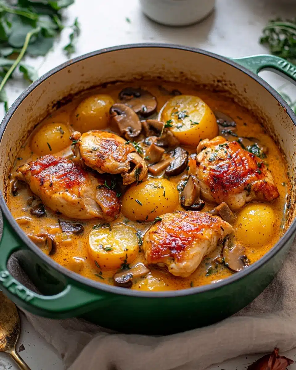 Herb Roasted Chicken in Creamy White Wine Sauce Recipe