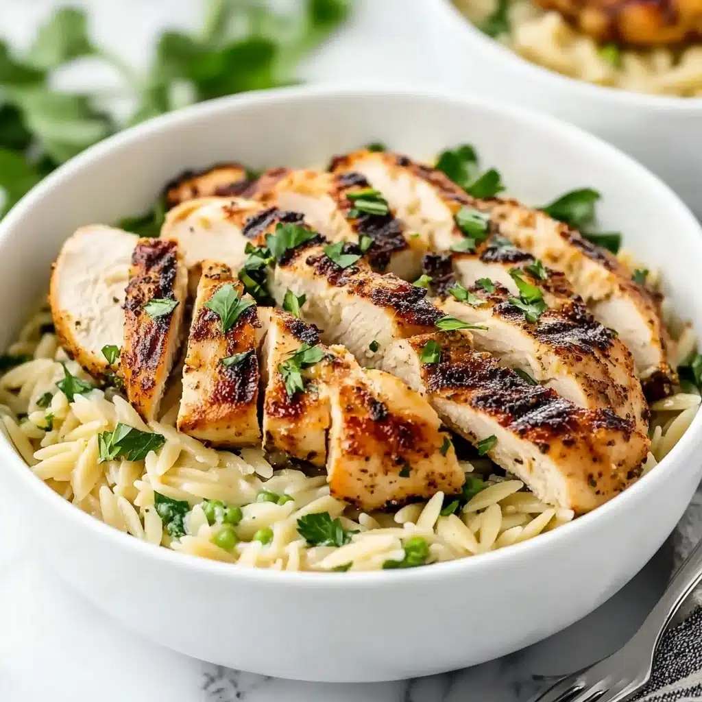 Creamy Parmesan Orzo with Chicken and Asparagus Recipe - Recipe Image
