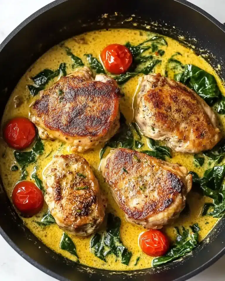 Creamy Pesto Chicken with Roasted Tomatoes and Spinach Recipe