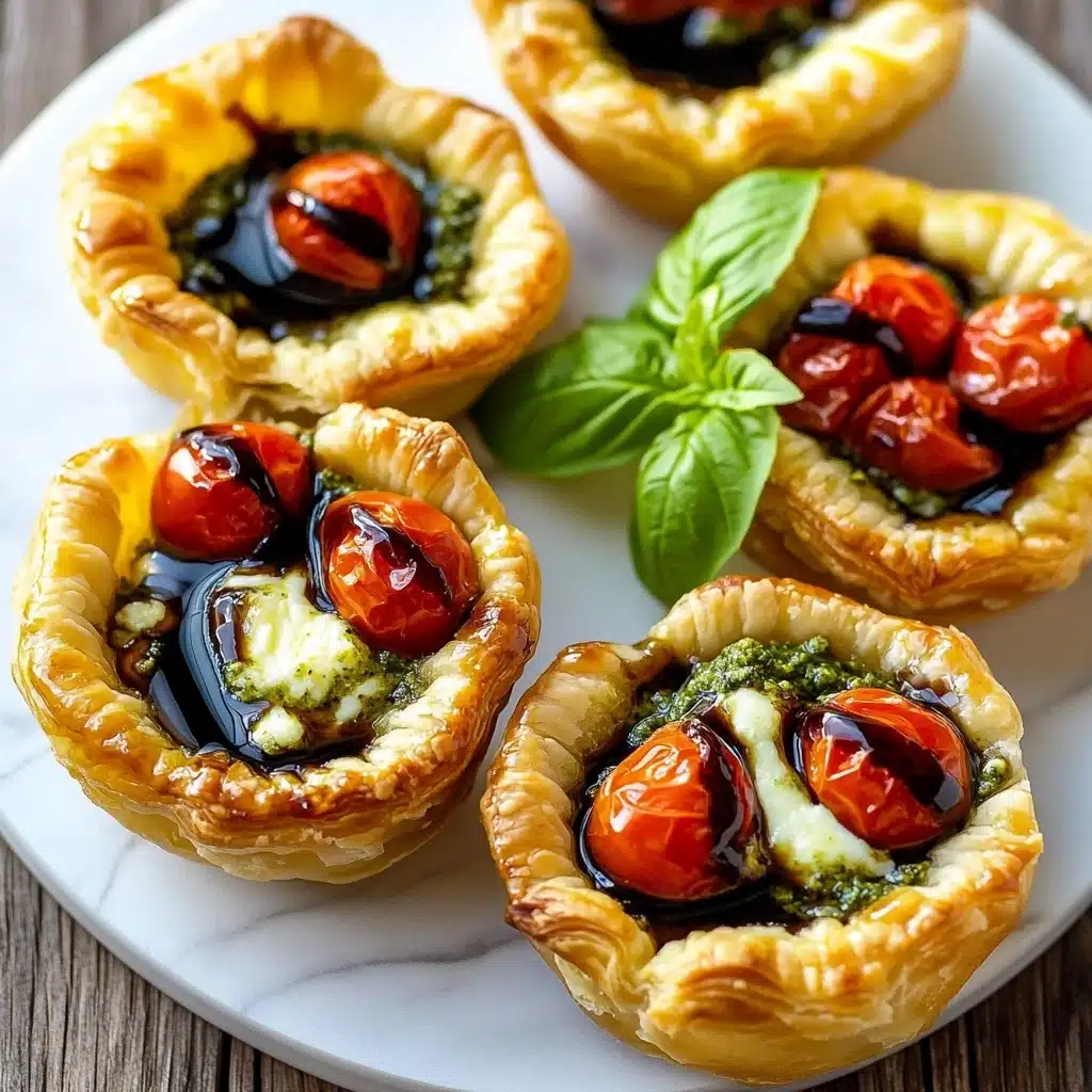 20 Minute Cheesy Caprese Pesto Tarts Recipe - Recipe Image