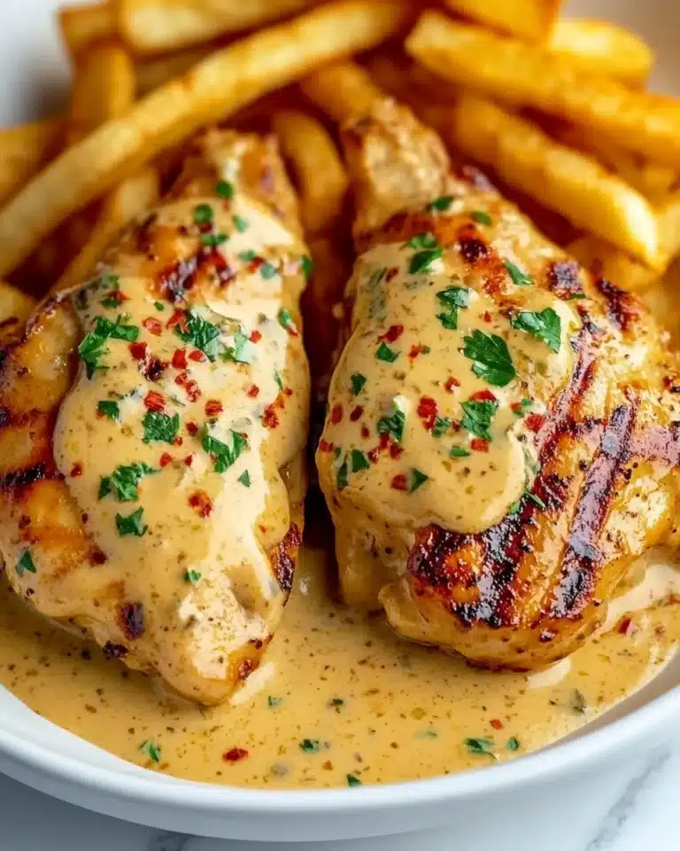 Spicy Creamy Garlic-Parmesan Chicken Fillet with Fries Recipe