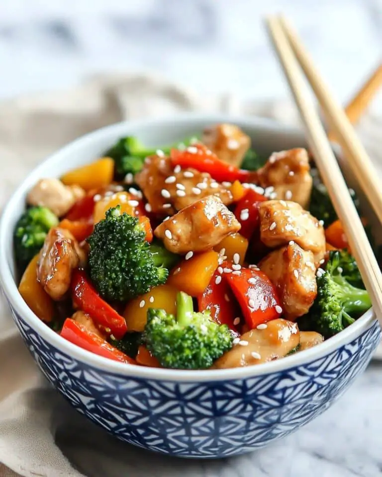 Chicken Stir Fry with Broccoli, Bell Peppers, and Carrots in Honey Soy Sauce Recipe