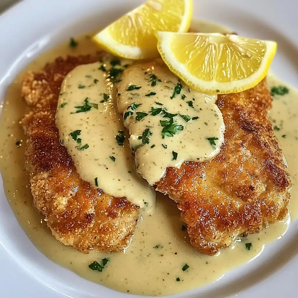 Lemon Pecorino Crusted Chicken with Creamy Lemon Sauce Recipe - Recipe Image