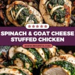 Goat Cheese & Spinach Stuffed Chicken Breast with Caramelized Onions + Mushrooms Recipe