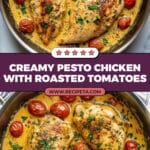 Creamy Pesto Chicken with Roasted Tomatoes Recipe