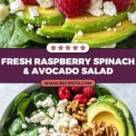 Raspberry-Spinach Salad with Avocado & Walnuts Recipe
