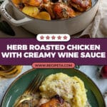 Herb Roasted Chicken in Creamy White Wine Sauce Recipe