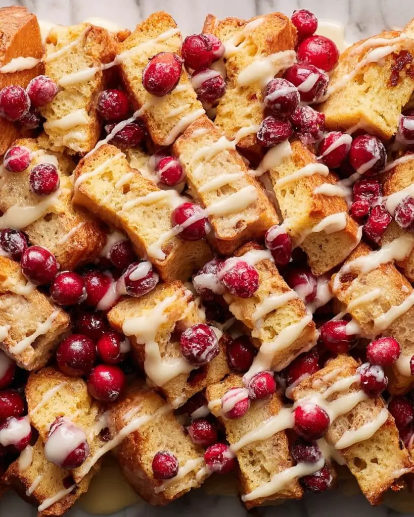 Cranberry Bread Pudding with Orange Almond Glaze Recipe