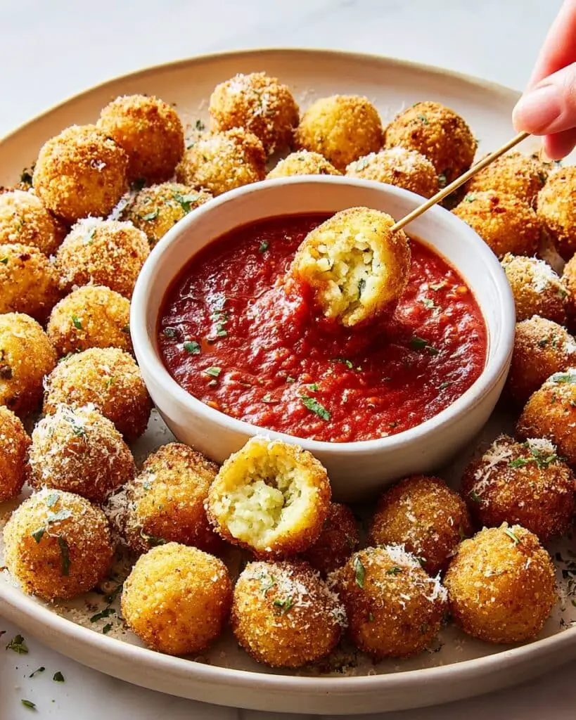 Fried Gnocchi Bites with Pecorino, Parsley, and Marinara Recipe