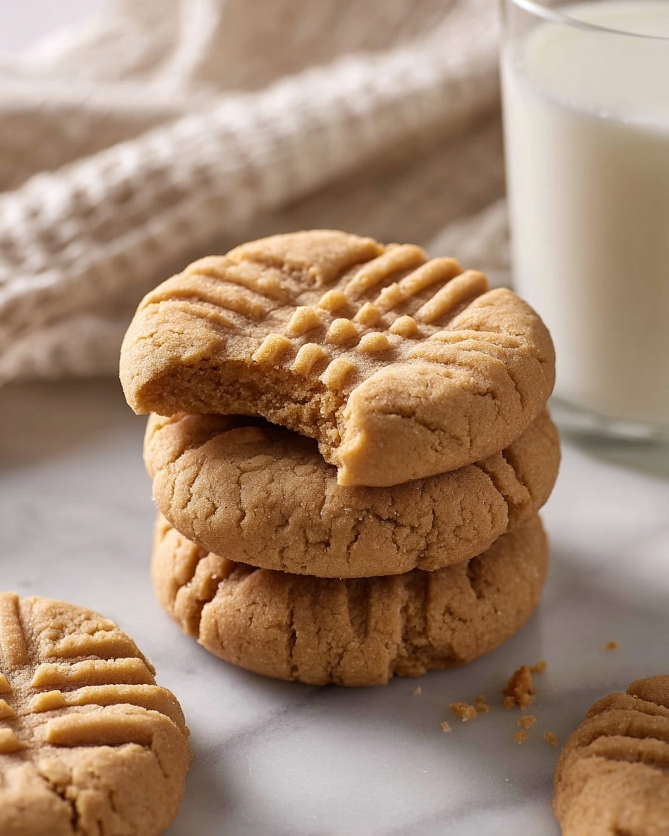 A close-up of several round, light brown peanut butter cookies arranged closely together on a copper wire cooling rack, each cookie displaying a crisscross fork pattern pressed into its surface with slightly crumbly and soft texture. The cookies show some small cracks and variations in shape, giving them a homemade look, all set on a white marbled surface. photo taken with an iphone --ar 4:5 --v 7