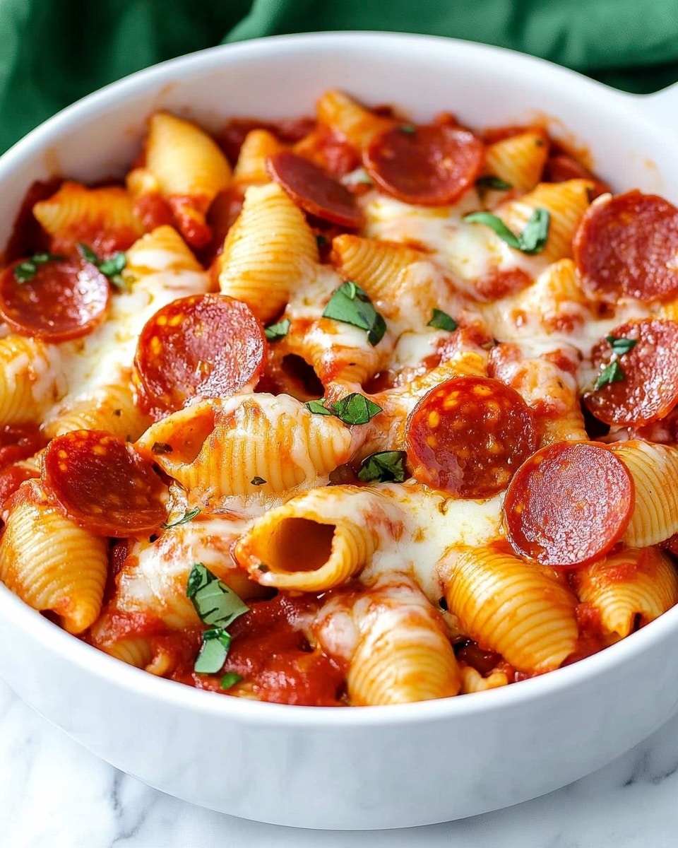 A round white pot filled with layers of pasta in a red sauce, topped with melted white cheese and scattered fresh green basil leaves. On top, there are eight evenly spaced dark red pepperoni slices. The pot is placed on a white marbled surface covered partially by a white cloth with lace edges and a silver spoon next to it. In the background, to the top right, there is a white bowl with a blue floral pattern filled with mixed green and purple lettuce. A few fresh basil leaves are also laid next to the pot on the marbled surface. photo taken with an iphone --ar 4:5 --v 6.1