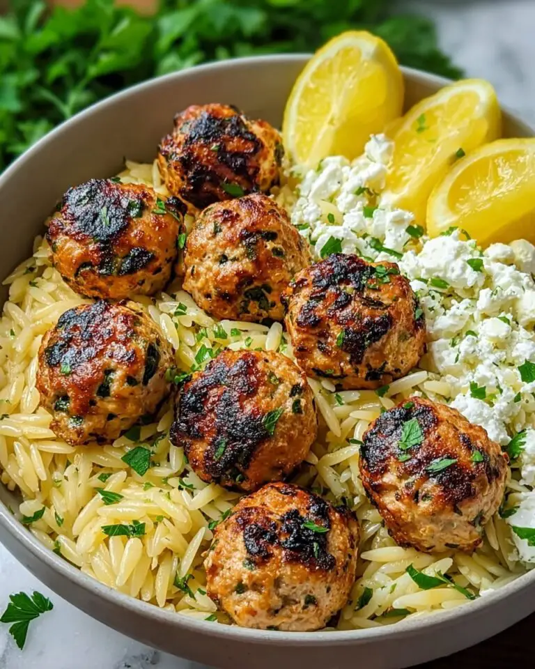 Greek Chicken Meatballs with Lemon Orzo Recipe