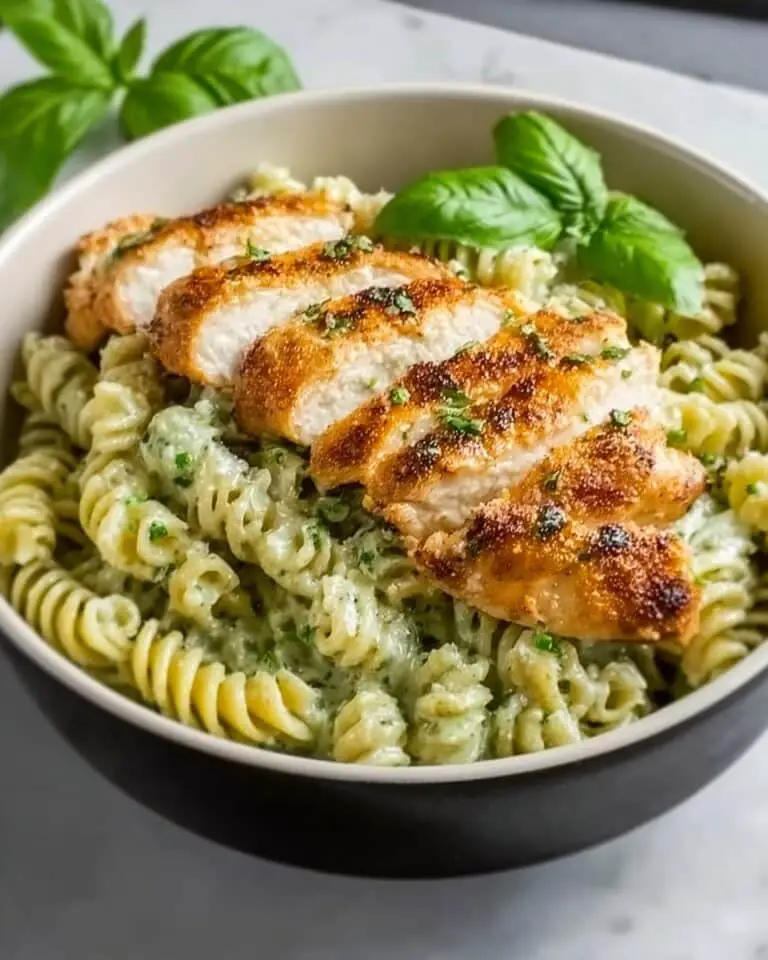 Pesto Pasta with Crispy Parmesan Chicken Recipe