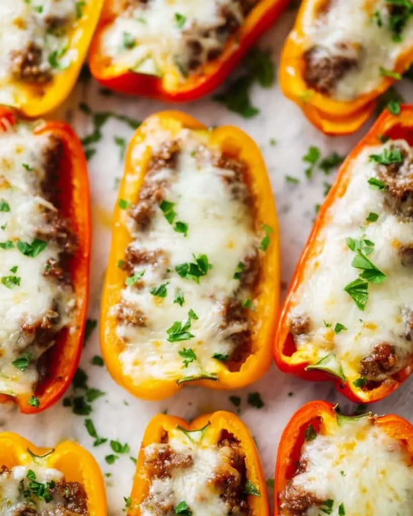 Low-Carb, Keto Cheeseburger Stuffed Peppers