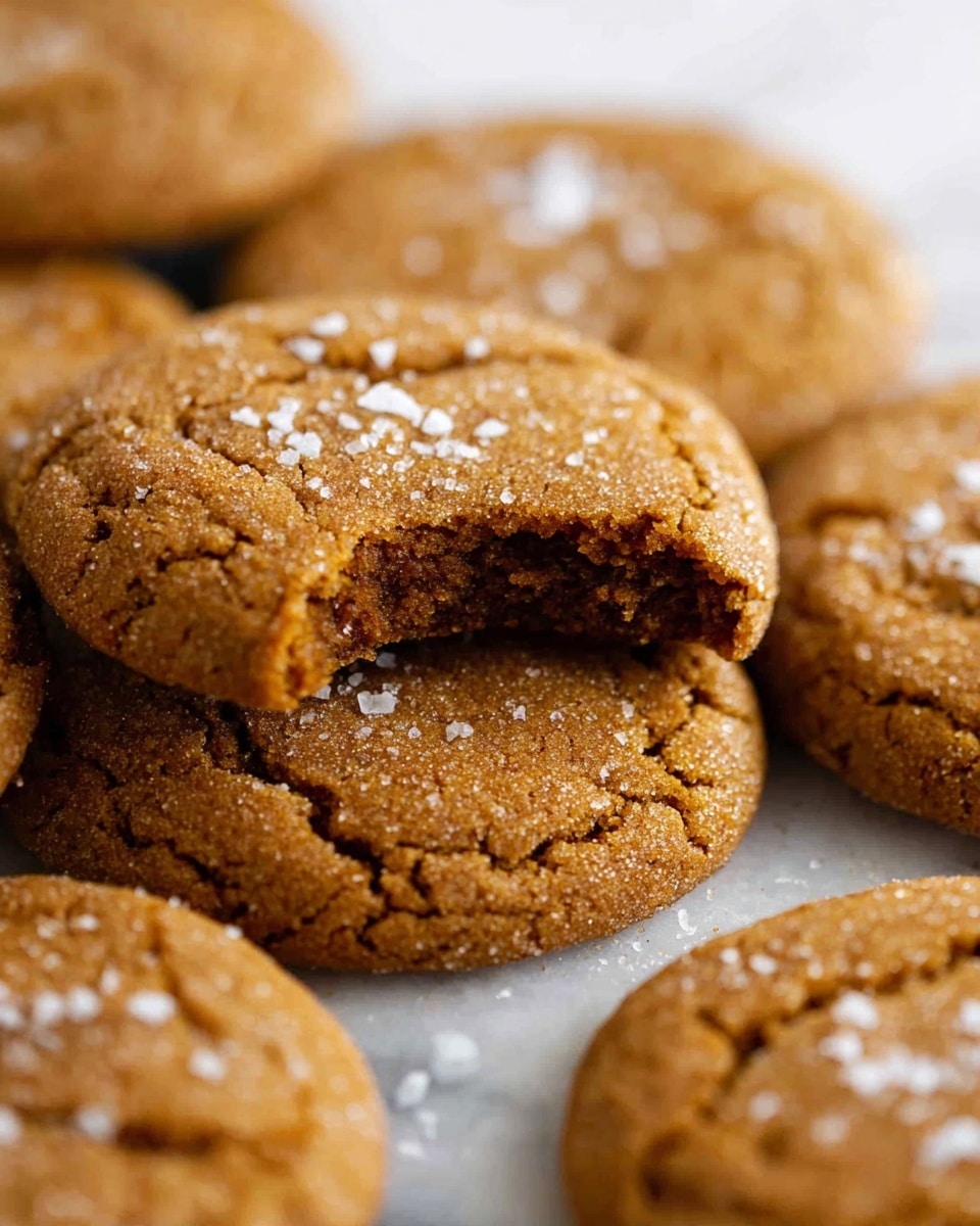 There is a white round plate filled with nine large round cookies with a cracked surface and a rough texture showing soft centers. The cookies are light brown and have a sprinkle of white coarse sugar or salt on top. The plate sits on a brown rustic wooden table next to small white dishes, one filled with a cinnamon sugar mixture with two cinnamon sticks on top, and the other with ground cinnamon and a spoon. Two cinnamon sticks are also laid directly on the table. There are green eucalyptus leaves placed along the bottom left edge of the frame. The photo taken with an iphone --ar 4:5 --v 7