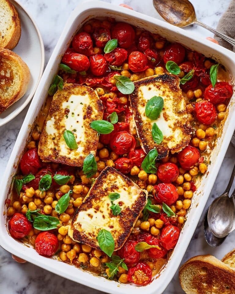 Baked Feta Chickpeas with Cherry Tomatoes and Basil Recipe