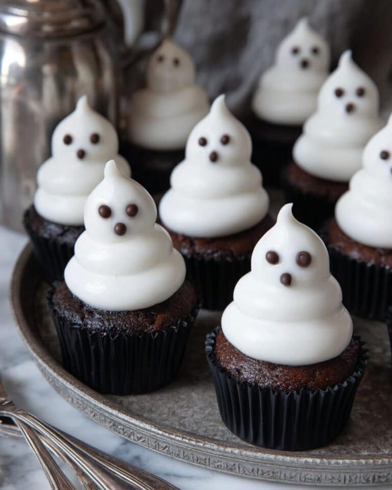 Chocolate Ghost Cupcakes with Italian Meringue Frosting Recipe