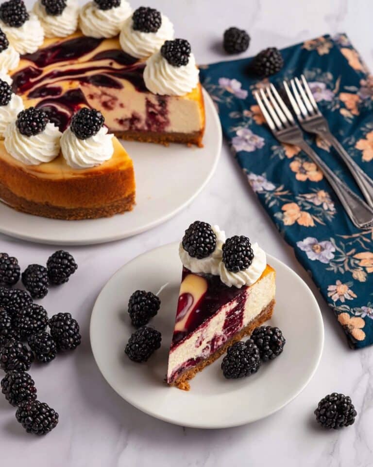 Blackberry Cheesecake with Swirl and Whipped Cream Topping Recipe