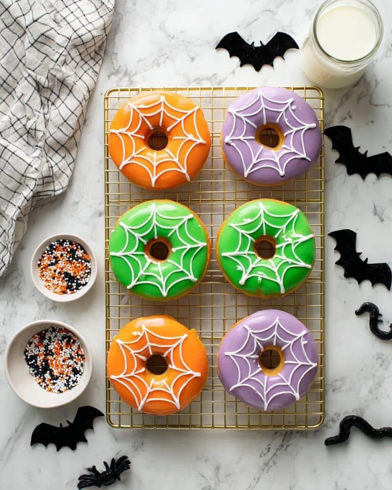 Halloween Baked Donuts with Sweet Glaze and White Chocolate Decorations Recipe