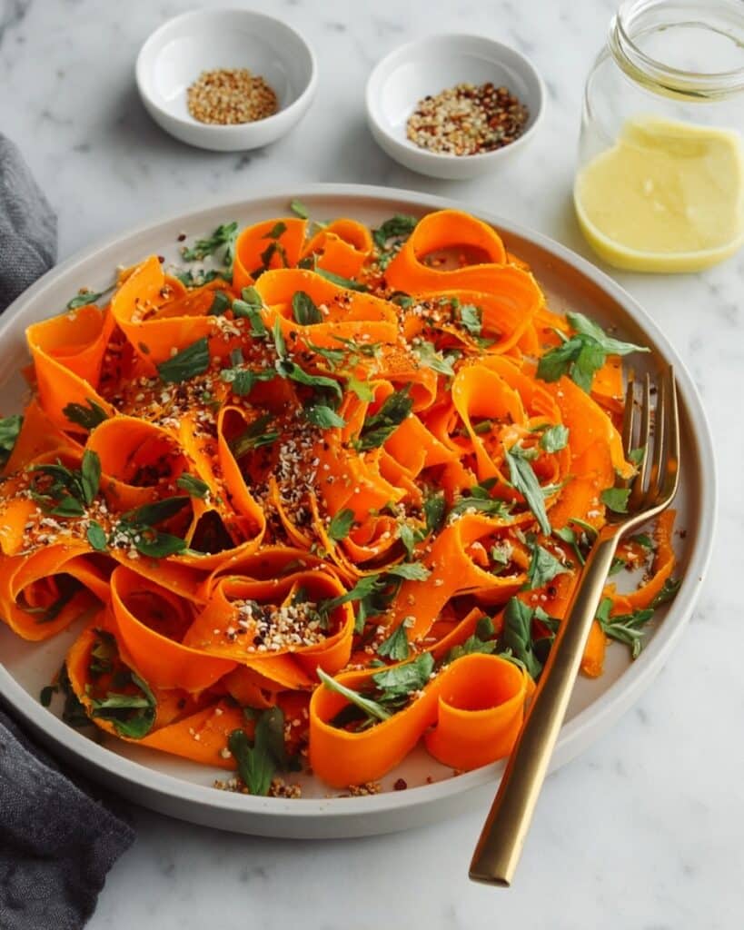 Raw Carrot Salad with Tangy Balsamic Dressing and Fresh Herbs Recipe