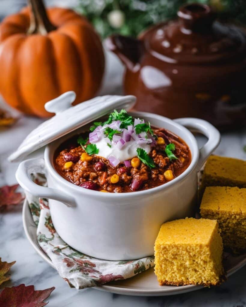 Pumpkin Chili with Ground Turkey and Fire-Roasted Tomatoes Recipe