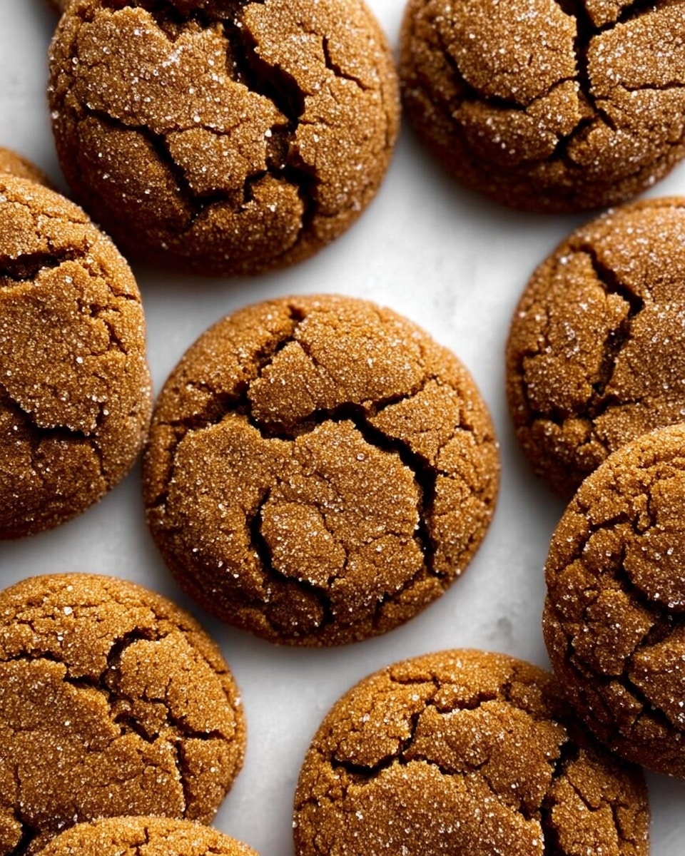 A close-up image shows a group of round cookies arranged tightly on a white marbled surface. Each cookie has a cracked top texture with sugar crystals sprinkled over them, creating a shiny effect. The cookies are golden brown, with darker brown cracks giving a rustic look. They appear soft with a slightly rough surface and are evenly spaced to fill the frame. No utensils or hands are visible. photo taken with an iphone --ar 4:5 --v 7