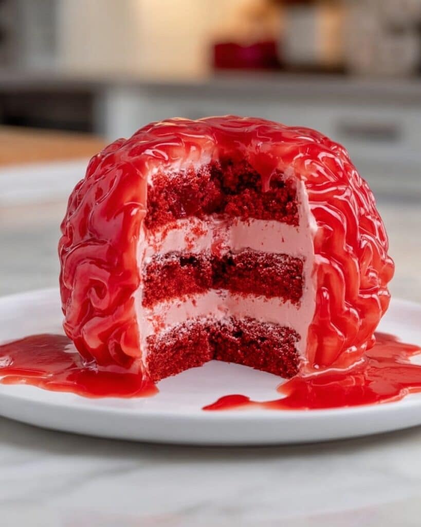 Brain Cake with Red Velvet Layers and Blood-Red Buttercream Frosting Recipe
