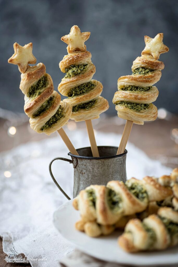 Pesto Puff Pastry Christmas Trees Recipe