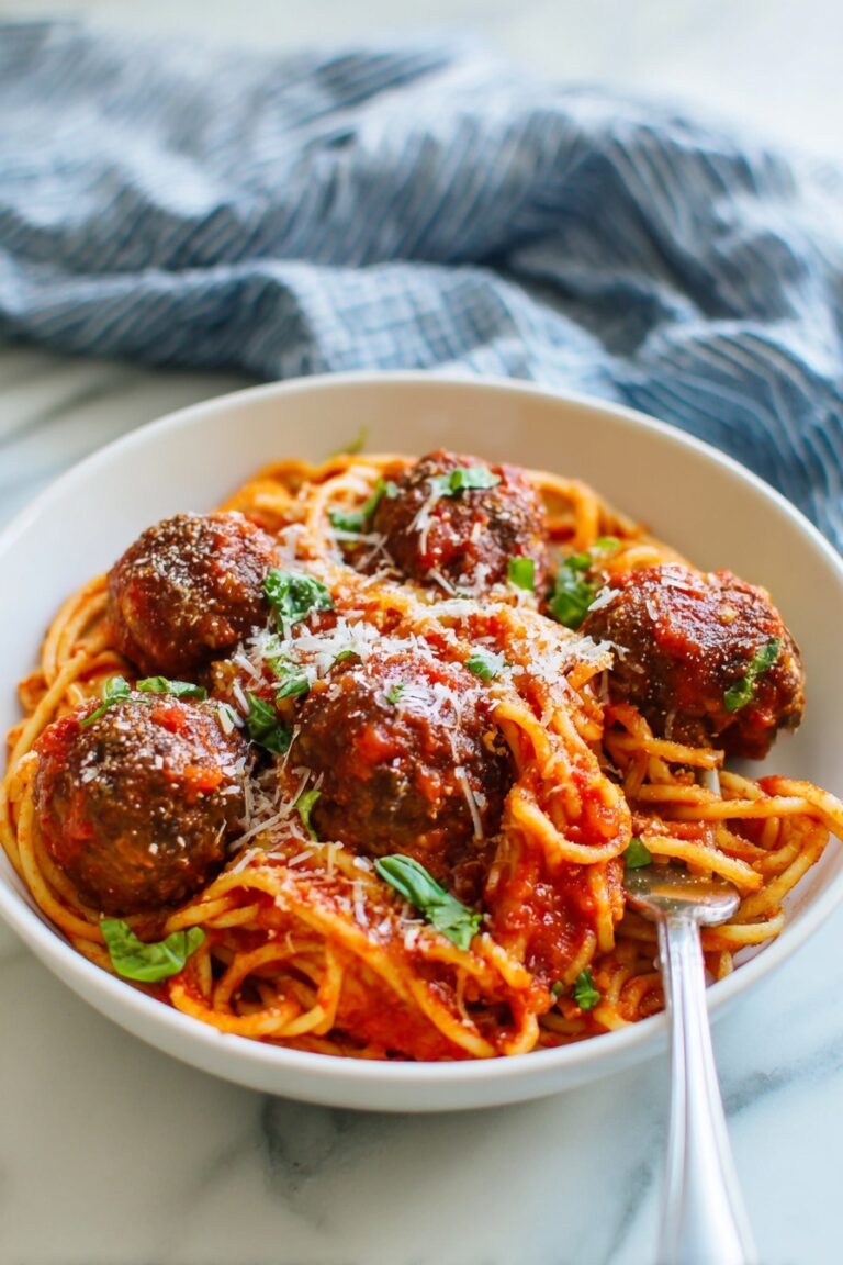 Easy Baked Italian Meatballs with Spaghetti Recipe