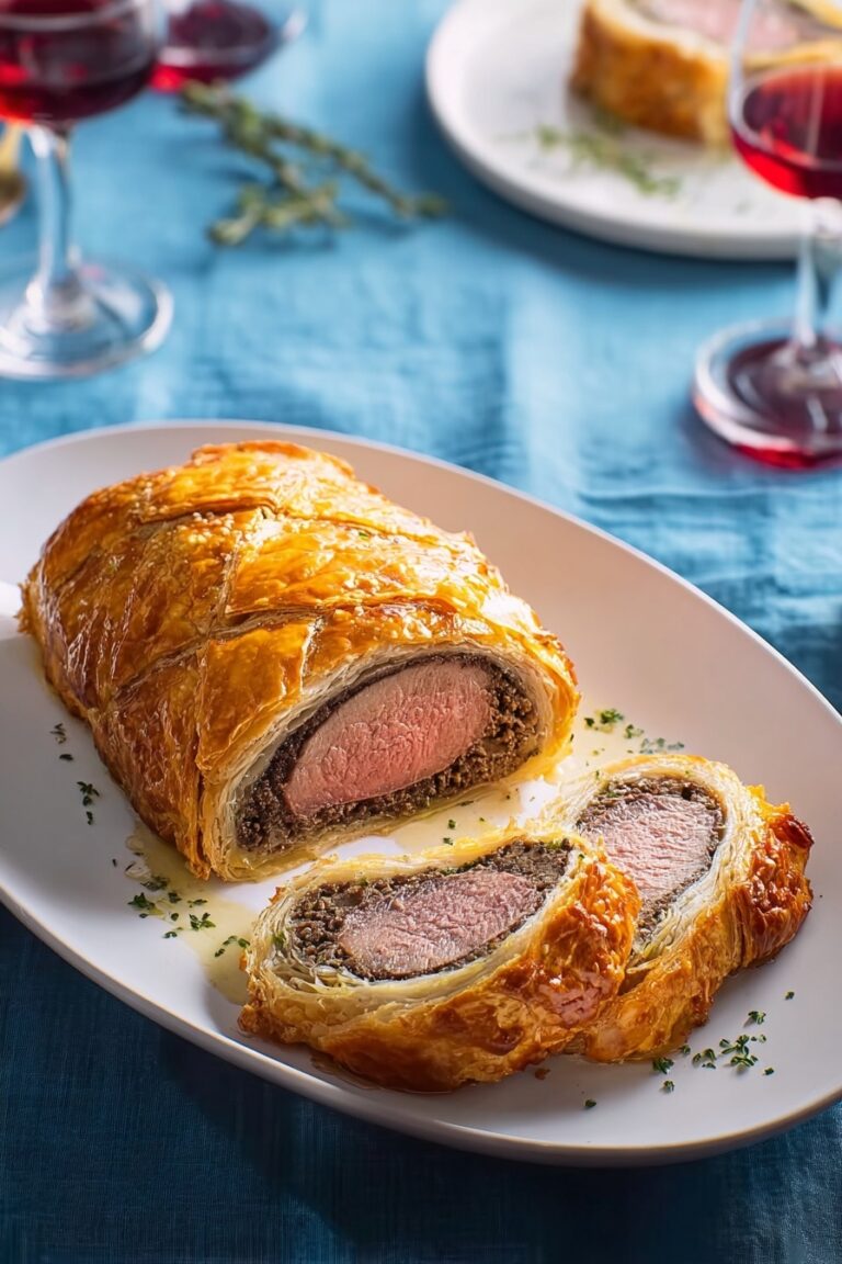 Beef Wellington with Mushrooms and Foie Gras Recipe
