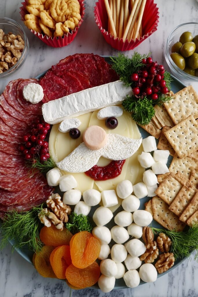 Santa Cheese Board with Charcuterie and Fruits Recipe