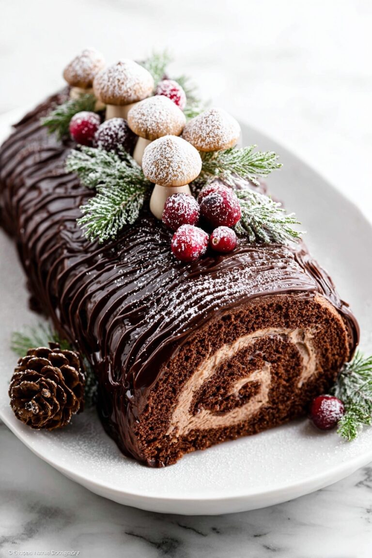 Chocolate Yule Log Cake with Ganache Recipe